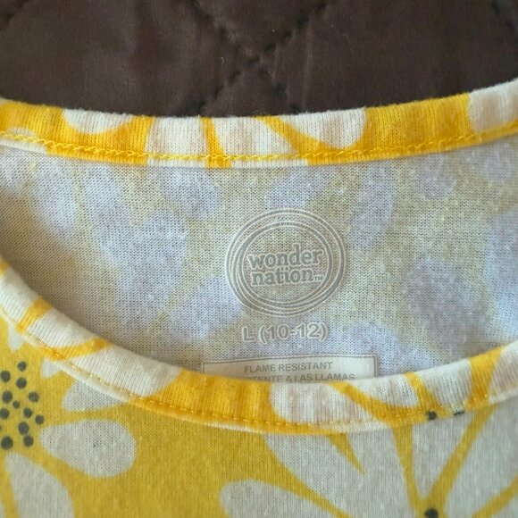 WONDER NATION Girls Dress Size Medium 10-12 Yellow White Daisy Print Lightweight - Picture 3 of 4